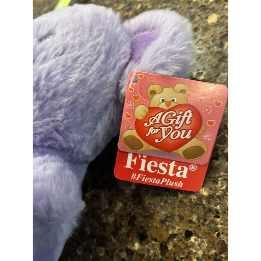 Fiesta Purple & White Plush Teddy Bear w/ XOXO Heart 8 in With Tags - Picture 2 of 3